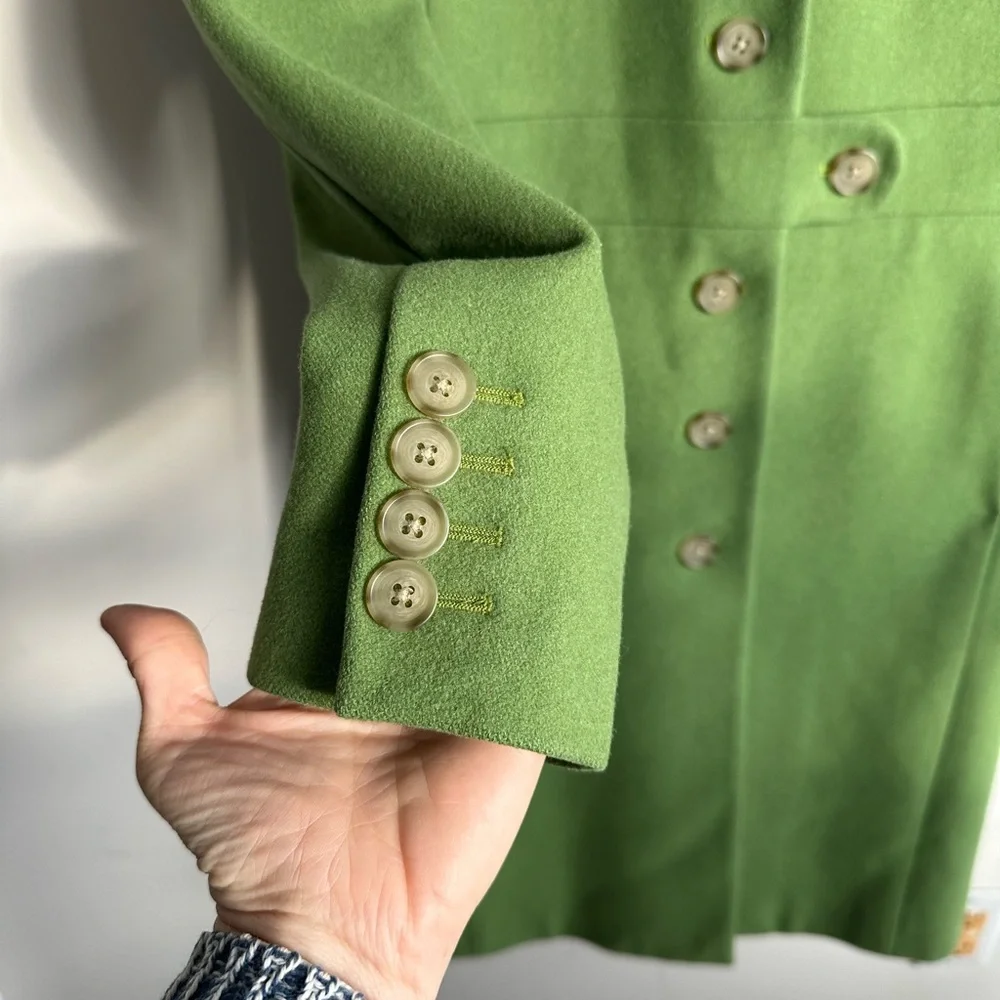 Vintage J. Crew Green 100% Wool Coat 2005 Women’s Size 4 - Picture 4 of 9